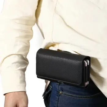 Гореща продажба универсален двуслойни черен калъф кожен кобур за носене с колан за Alcatel Onetouch Pop3 5.0 инча 5025 телефон чанта