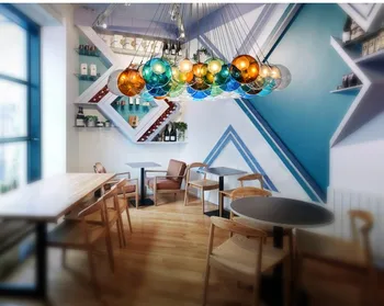 Креативен дизайн на реколта приказка ръчно изработени от цветно стъкло led G4 окачен лампа за дневна трапезария ресторант бар декор