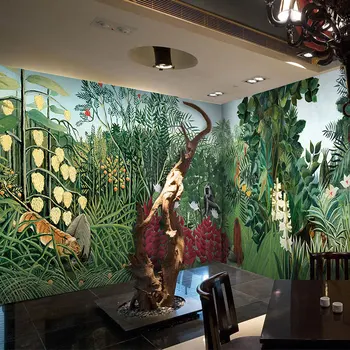 Beibehang Безплатна доставка тропическата дъждовна гора зелена джунгла голяма фреска кафе дневна по поръчка персонализирани тапети стенопис