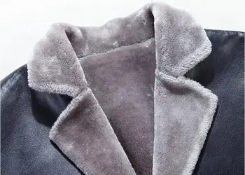 2017 нов зимен блейзър кожа яка мъжко палто, мъжки ежедневни бизнес кожено яке флисовое топло дебели палта