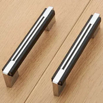 96 мм съвременната мода черен кухненски шкаф дръжка блестящ сребърен скрин дръпна хром кутия бюфет мебели врата дръжка дръжка