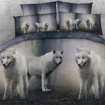 Марка Goldeny 3 части в комплекта загадъчна бяла вълча глутница 3d животно спално бельо спално бельо 3d