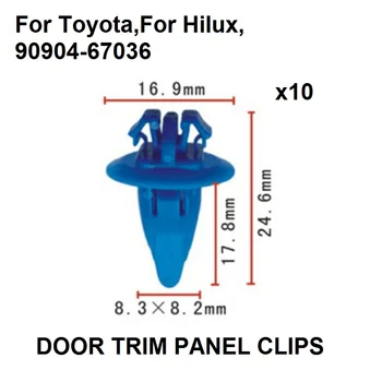 10x за Toyota рамка, която да отрежете лентата с клипове външната страна формоване клипове за Hilux, 4Runner, Tacoma-90904-67036 нова