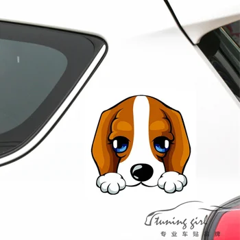 Автомобилни Стикери Кучето Бигъл Зад Задния Предното Стъкло Прекрасна Карикатура Цветни Творчески Етикети Водоустойчив Отразяваща Тунинг D15