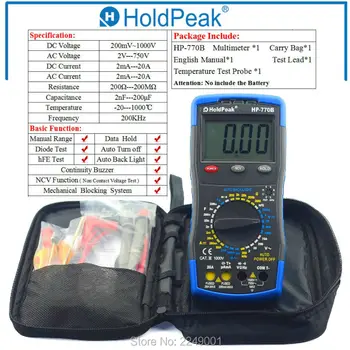 Multimetro Digital HoldPeak HP-770B цифров мултицет метър с функция NCV и честота/Dide / HFE тест