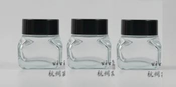 15ж ясна квадратна стъклена крем на банката с черна капачка, 15ж козметична банка, опаковка за проба / крем за очи 15g мини-стъклена бутилка