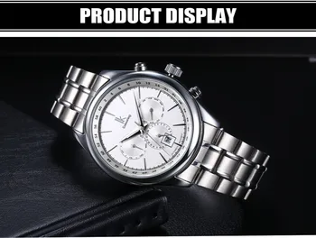 ИК Automatic Mechanical Brand мъжки часовници 24 часа календар Светещи сребърни напълно стоманени часовници мода просто случаен relojes
