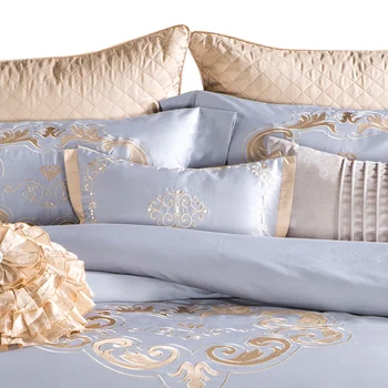 памук, бродерия луксозен източен комплект легла King Queen size Bed set пухени чаршаф калъфка мода жакард
