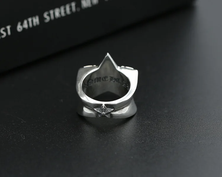 S925 търговия на Едро сребърни бижута co star ретро сребърен пентаграм размер на пръстен нова