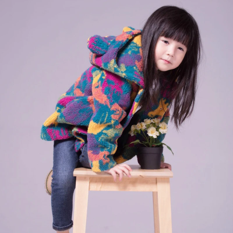2018 Детски дрехи деца момичета цветни кадифено палто Детски блузи сгъсти момичета, детски яке есен и зима възраст за 3-14 години