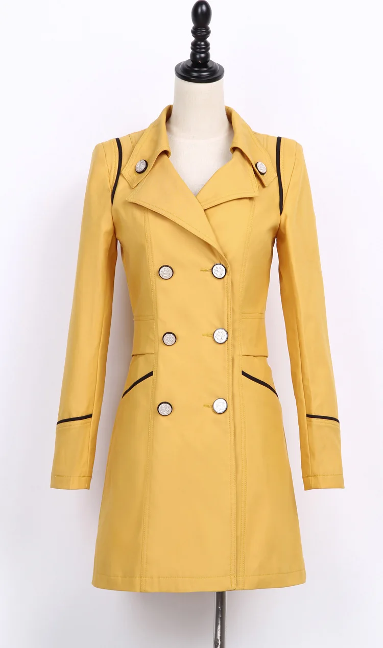 Wkoud тренчкот за жени мода двубортный тънък дамски палта есен средна дължина на горно облекло ежедневното палто C8053