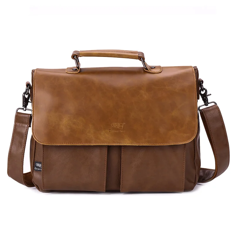 Три кутии Brand кожени мъжки чанти, бизнес Crossbody Чанта-Vintage Top Layer Leather Shoulder Bag мъжка чанта-месинджър
