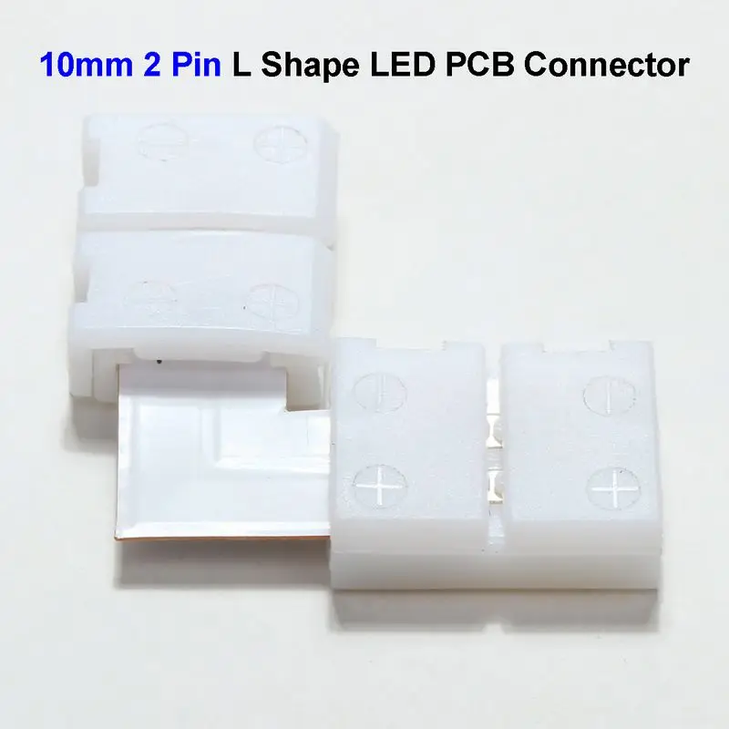 10 мм 2 Pin L Shape LED Strip ПХБ Connector адаптер за 5050 SMD 5630 един-цветен led лента, без запояване