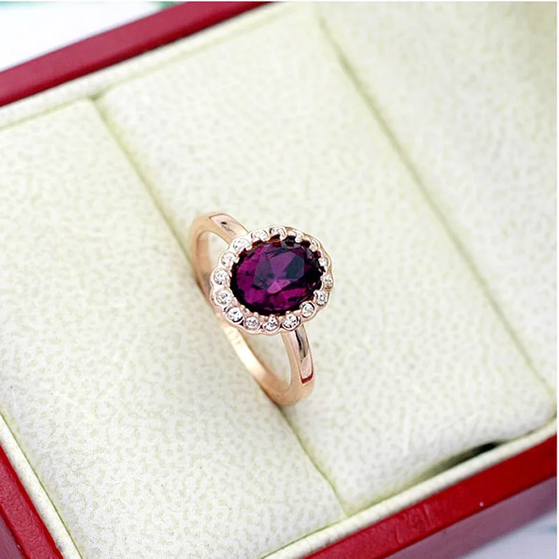 MOONROCY кубичен цирконий бижута от розово злато цвят CZ Crystal пръстени червен зелен виолетов мода за жени спад доставка пръст подарък