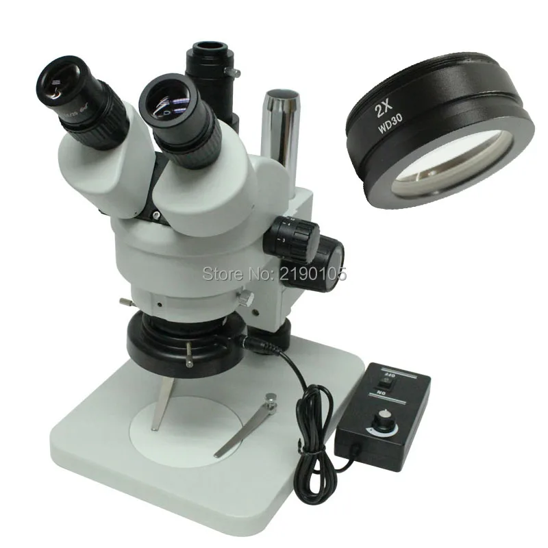 7X-90X Trinocular Industry Inspection Zoom Стерео Microscope System + LED Light Ring + C-mount Adapter Support C-Mount Camera