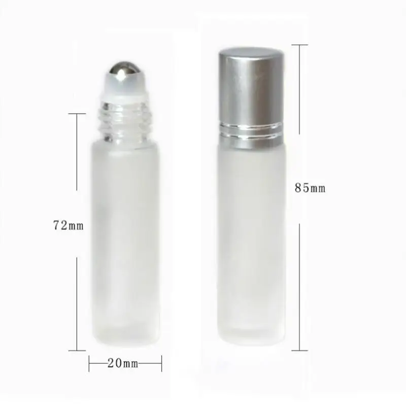 10 мл прозрачен матиран хвърляне на бутилки за етерично масло с алуминиеви капачки 10cc парфюм и стъклен roll топката F20172278
