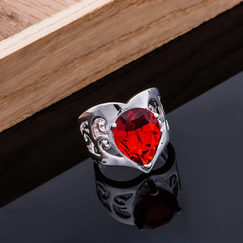 Продажба на едро 925 сребро пръстен, 925 сребърни бижута, червен блестящ пръстен /chjakyqa dyrampya LQ-R548
