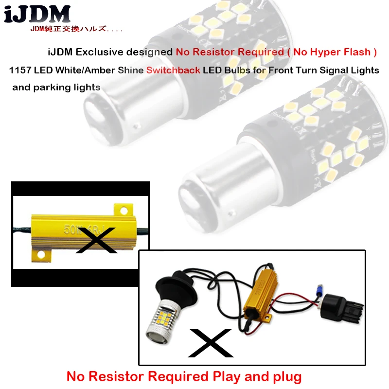 Не Hyper Flash 1157 LED Canbus BAY15D P21 / 5W Switchback Бял / Амбър led лампи за дневни светлини/поворотников 12V