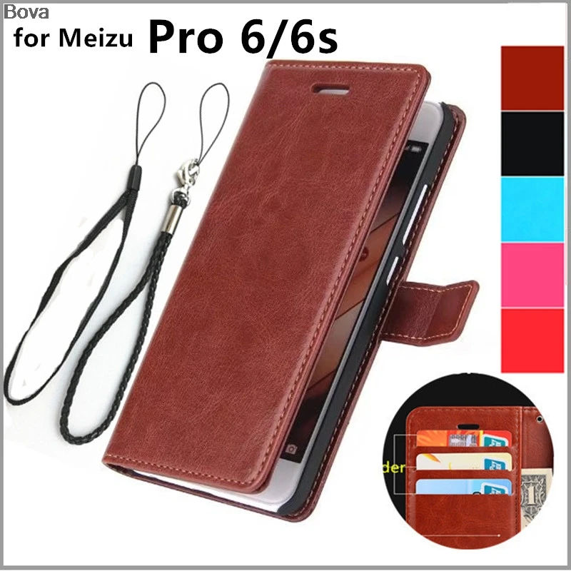 Fundas Meizu Pro 6 5.2-инчов притежателя на картата калъф за MEIZU Pro 6 Pro6s Пу кожен калъф за телефона в чантата си флип-надолу покриване на качествена кобур
