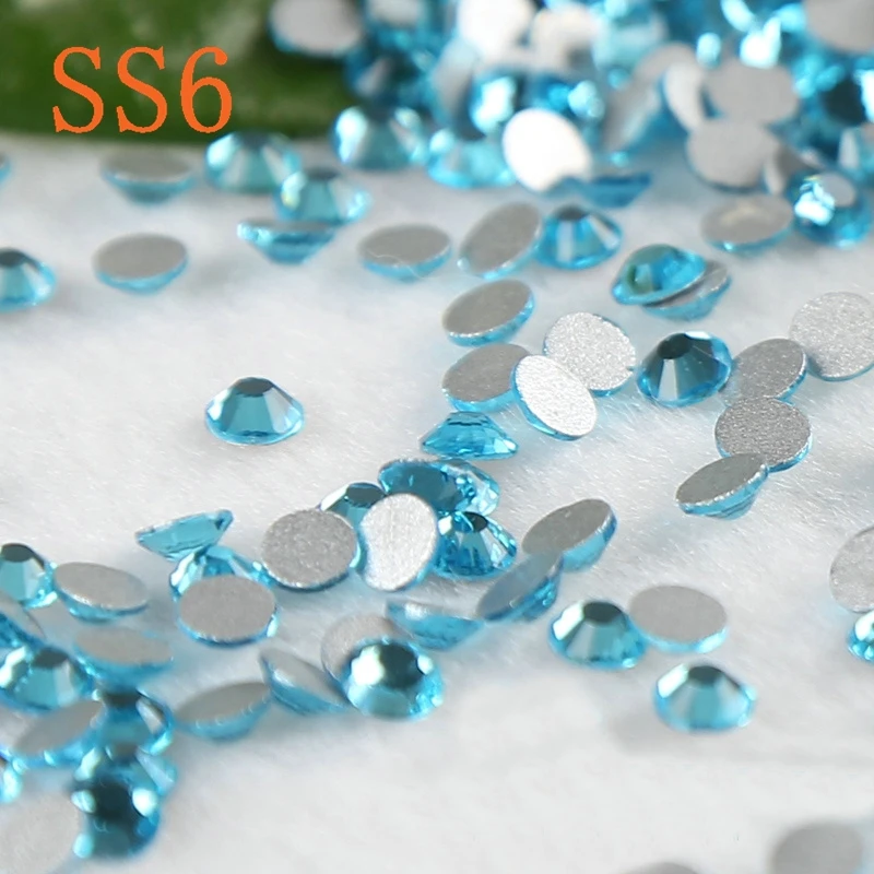 Доста езерото синьо на цвят ss6 1440 бр./пакет кристал стъкло нокти подарък декорация кристали Non Hot Fix камъни