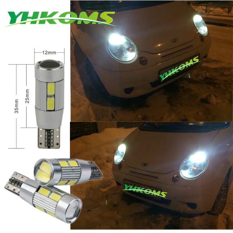 YHKOMS 10 бр T10 W5W LED лампа 10SMD 5630 Car Interior Light 194 168 Canbus LED Parking Light Auto License Plate Light 6000K 12V
