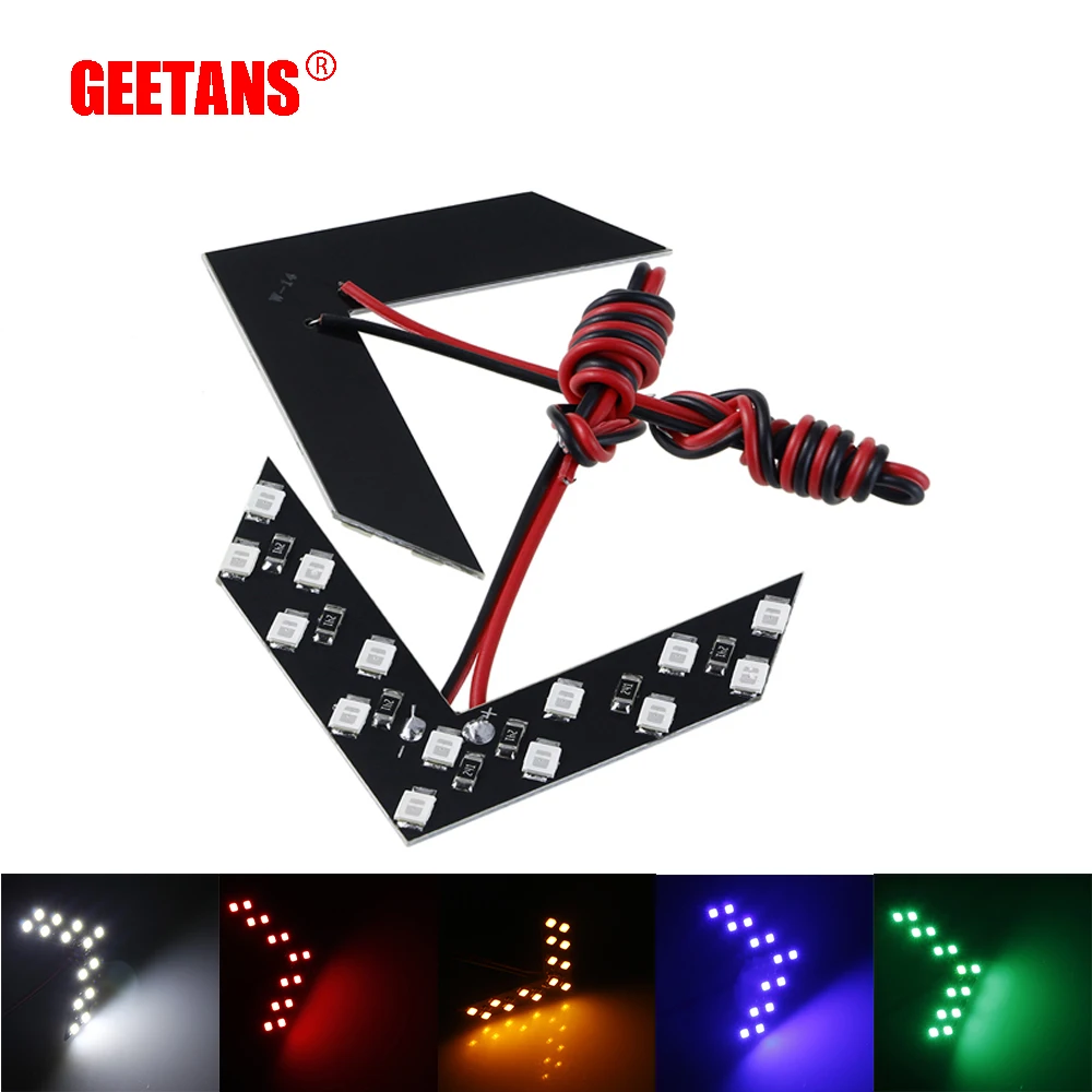 GEETANS 20PCS 14 LED 3528SMD Arrow Panels Car Side Mirror Turn Signal Indicator Sequential 5 colors Flash Lamp-Light wholesale E